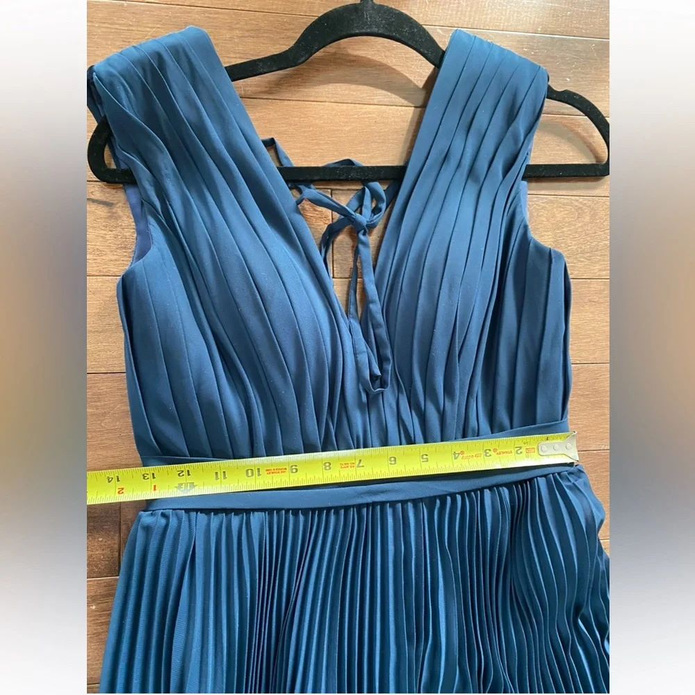 JJ’s House A-Line V-neck Floor-Length Chiffon Bridesmaid Dress Dark navy blue - Picture 11 of 13